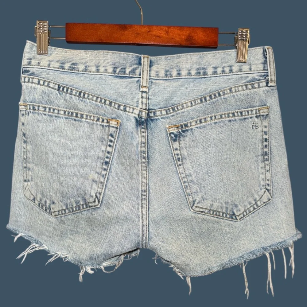 Rag & Bone Mid‎ Rise Frayed Hem Boyfriend Jean Shorts in Clean Madison 24